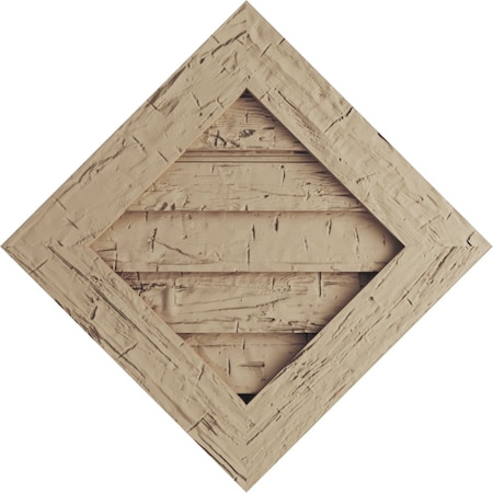 Ekena Millwork Timberthane Hand Hewn Diamond Faux Wood Non-Functional Gable Vent, Primed Tan, 30"W x 30"H GVURDI30X30DHHPR